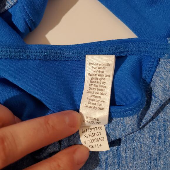 Athleta Running Wild Heathered Blue Long Sleeve Running Shirt Womens Size XL - Picture 9 of 11